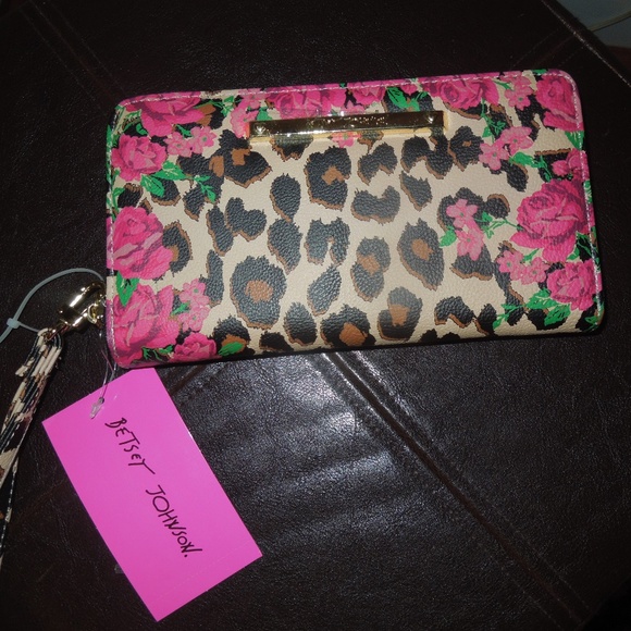 Betsey Johnson Handbags - Betsey Johnson Zip Around Floral Leopard Wristlet
